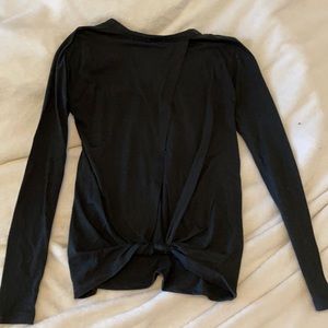 JCREW Long sleeve tie back T shirt XXS black